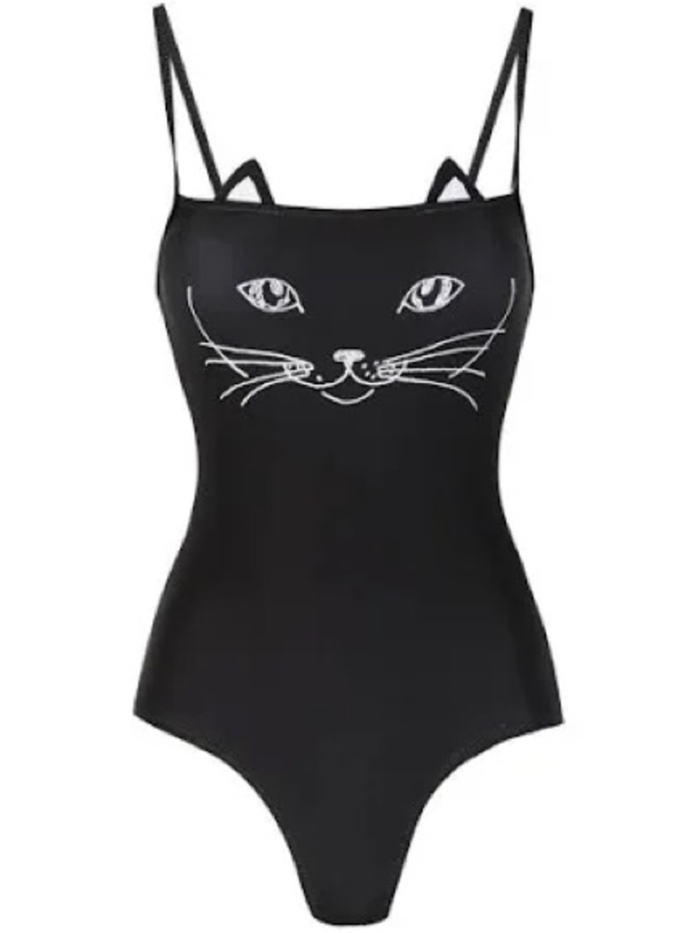 Woman’s Swimsuit One Piece Black Kitty Cat Size XL